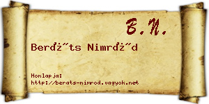 Beráts Nimród névjegykártya